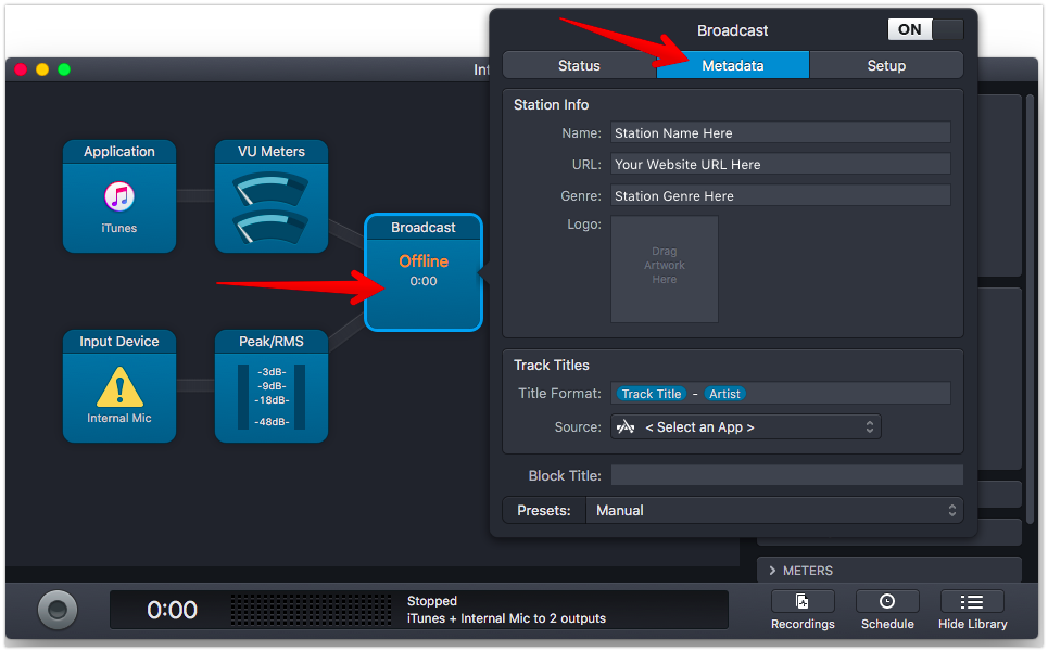 Audio Hijack "Metadata" option