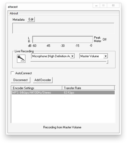 Getting Started with Altacast — screenshot