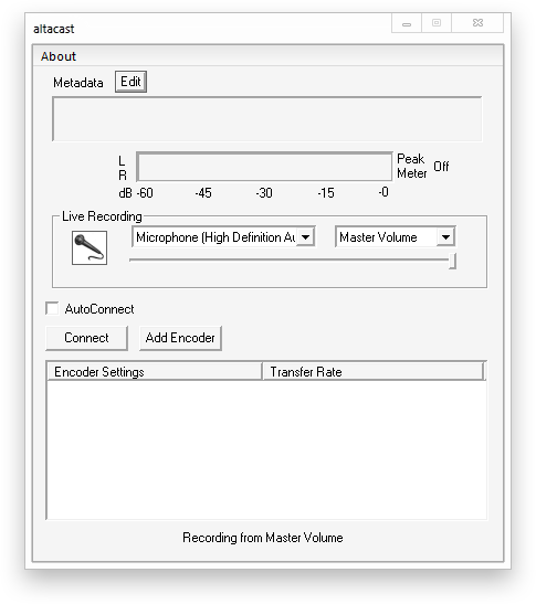 Getting Started with Altacast — screenshot