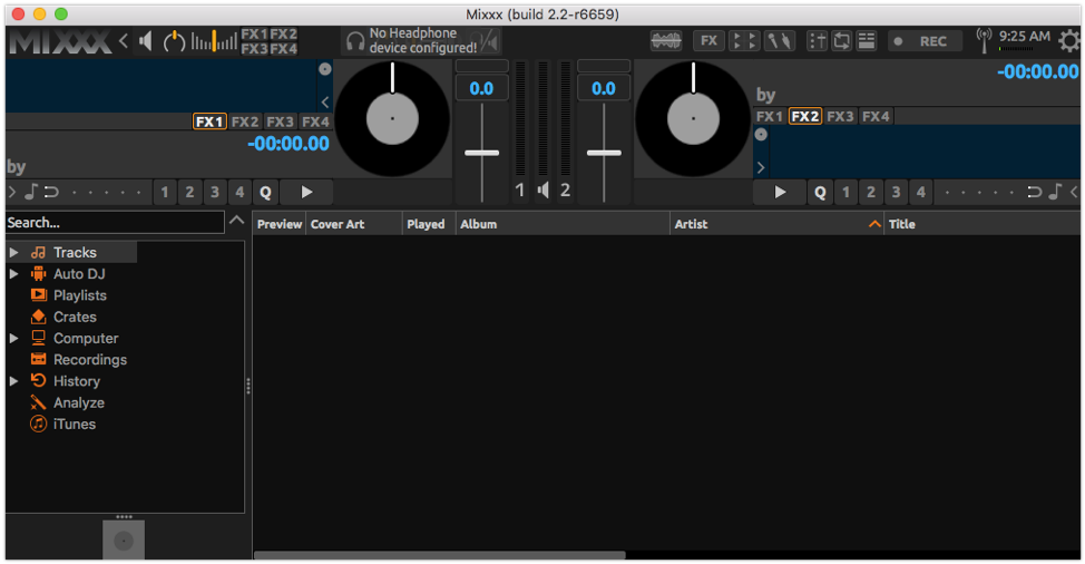 Optional panel controls in an older Mixxx skin
