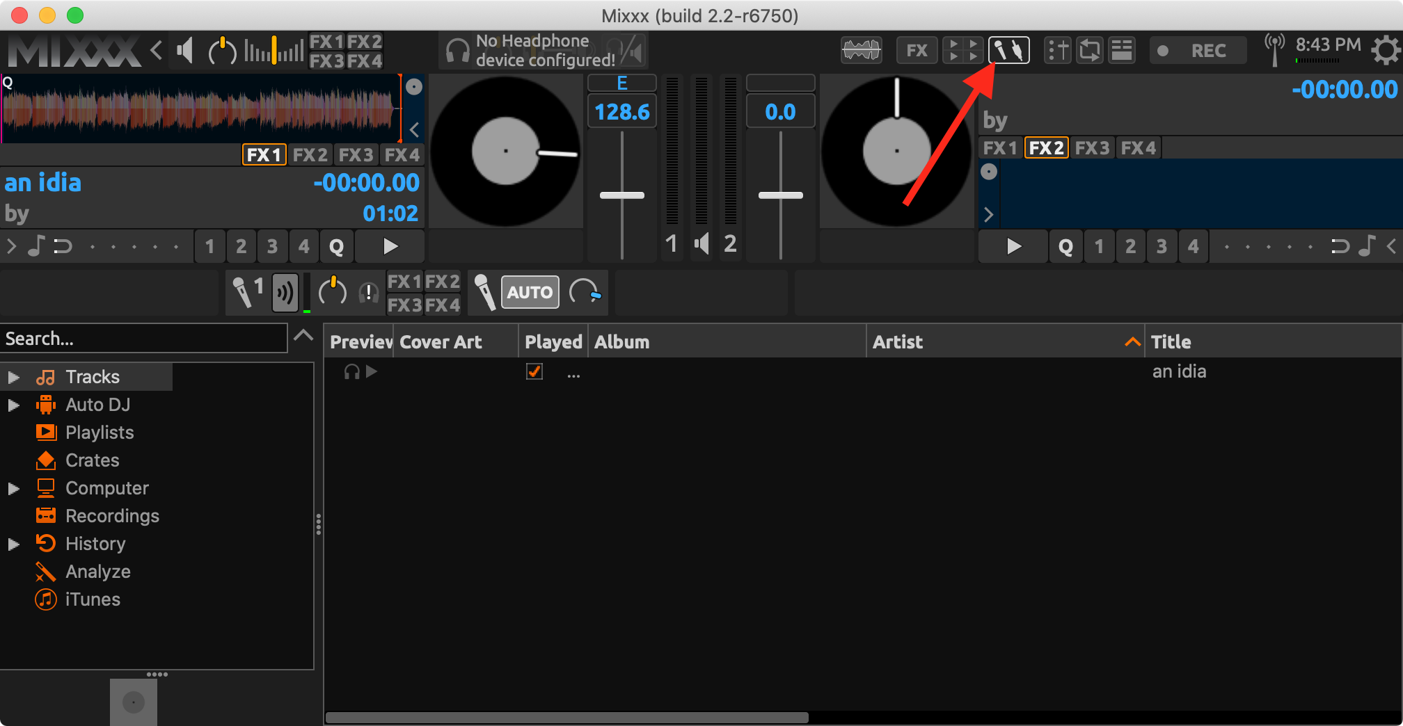 Showing microphone controls in an older Mixxx skin