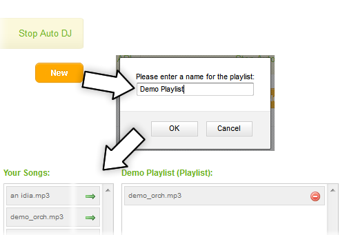 Playlist creation in the older Auto DJ interface