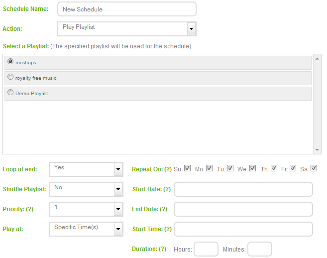 A playlist event in the older scheduler