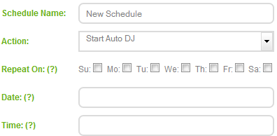 A Start Auto DJ event in the older scheduler